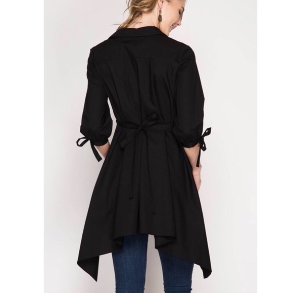 ❗️CLOSING SALE❗️Black Empire Draw String Waist Top - Picture 2 of 3